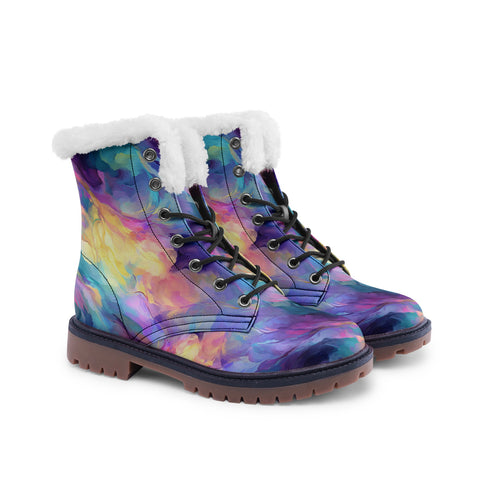 Abstract Ice Unisex Lace Up Winter Boots